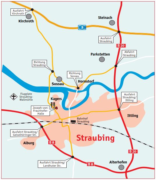 Anfahrtsplan nach Straubing (naher Umgriff)